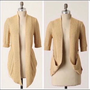 Anthropologie Moth Gold Shimmering Pin Up Cardigan Size Small